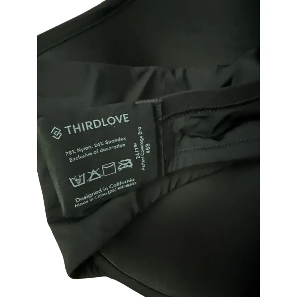 Third Love Perfect Full Coverage Underwire Bra in Black‎ Size 46B